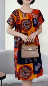 Free Size Loose and Comfy Homewear Dress For Woman Casual Floral Pajamas Dress L6034