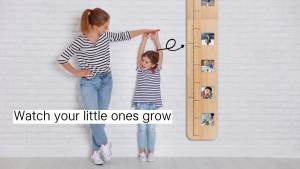 Garybank Solid Wood Growth Chart for Kids with Picture Frames Height Measurement Ruler Milestone Markers Foldable Kids Height Wall Chart Christmas Keepsake Gift for Toddler Boy Girl Room Wall Decor