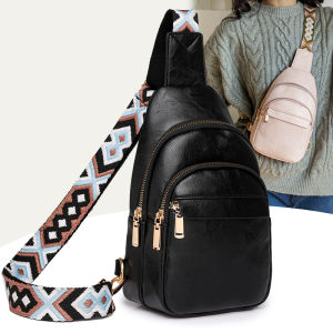 2024 New Chest Bag Womens Crossbody Soft Leather Bag One Shoulder Sports Trendy Backpack Waist Bag Crossbody Chest Pack Ladies