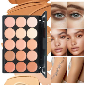 15-Color Concealer Palette Professionally Covers Dark Circles Around Eyes and Face highlight contour makeup all-in-one palette