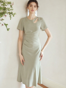 Roey s house | Đầm Xòe Voan Elegance Màu Xanh Mid-length