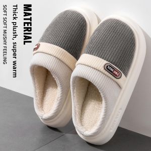 MONLEYTA | Thick Bottom Cotton Slippers Mens Style Winter Home Indoor Anti-slip Fleece Lined Extra Thick Cotton Slippers For Men