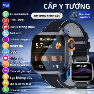 Đồng Hồ Thông Minh Mới 2025 Dành Cho Nam Giới Theo Dõi Sức Khỏe Cấp Y Tế Với Chức Năng Đo Đường Huyết Lipid Axit Uric Huyết Áp & Nhịp Tim Hỗ Trợ Gọi Điện Bluetooth Màn Hình Sapphire