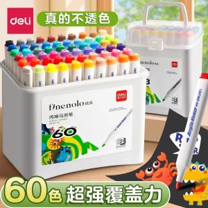 Deli Triangle Stick Acrylic Marker Water Soluble Washable Children Kindergarten Art Supplies Stackable Colors Business Stationery
