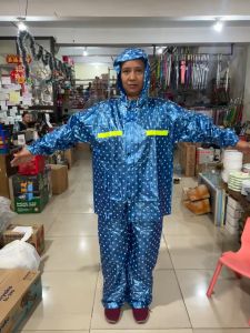 Dolphin Blue Jas Hujan Setelan / Jaket Celana Star Polkadot JC 996