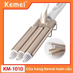 Kemei | Máy Uốn Tóc Kemei KM-1010 3 Trục Điều Khiển Nhiệt Độ Kỹ Thuật Số Dụng Cụ Làm Tóc Chuyên Nghiệp Dùng Được Cho Tóc Khô Và Tóc Ướt