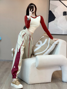 ชุดกีฬาลำลอง La Chapelle Homme สำหรับผู้หญิง ฤดูใบไม้ผลิและฤดูใบไม้ร่วง 2025 ใหม่ สไตล์ยุโรป ชุดสองชิ้น เทรนด์ฮ่องกง แฟชั่นสตรีท