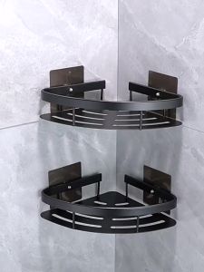 Kệ góc đơn hợp kim nhôm dán tường thông minh dùng cho phòng tắm phòng bếp không cần khoan đục