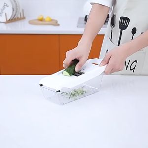 Bộ Dụng Cụ Nạo Rau Củ Quả Có Nắp Hộp Tích Hợp Dao Cắt Thái Gọt Nạo Bào Sợi Rau Củ Quả Đa Năng Tiện Lợi