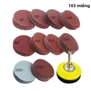 Bộ 100 Đĩa Mài 2 Inch Độ Nhám 80-3000 Dùng Cho Máy Khoan Máy Mài Dụng Cụ Xoay Kèm Đế Mài - Nguồn Điện