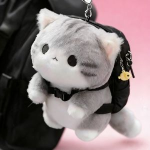 Emotional Support Gray Kitten Keychain Snuggly Backpack Charm a Heartfelt Gift for Your Bestie Ultra-Soft Gray Cat Plush Charm