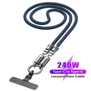 240W USB-C to USB-C Mobile Fast Charging Data Cable Lanyard 5A Type-C Charging Cable Suitable for Samsung Huawei Macbook Xiaomi