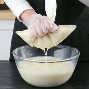 3Pcs Kitchen Nylon Soy Milk Drawstring Filter Bag 100 Mesh Reusable Food Strainer Bag for Tea Coffee Yogurt