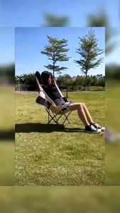 【Lion lead】Camping Chair Foldable Outdoor Hight Adjustable Moon Chair Portable Loading Thickened Steel 150kg Fishing Balcony Chair
