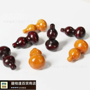 Genuine Peach Wood Gourd Pendant 40*20mm Holeless Five Emperor Coins Craft Accessories Loose Beads Jewelry Dangle Charms