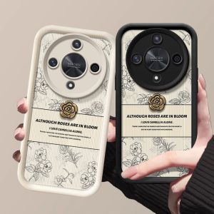 Phone Case Honor 90 Lite X9b X7b X9a X7a X7 Magic6 Pro 5G Casing New Design Retro Roses 3D Camellia Flowers Skin Striae Leather Anti-fingerprint Silicone Soft Cover 2024