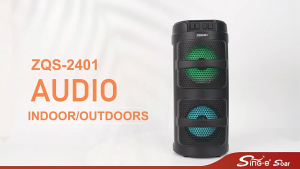 Sing-e Speaker Bluetooth Karaoke 4x2 Inch Super Bass RGB 30W Bluetooth 5.0 Audio Mic Wireless Portable ZQS2401 Original - Garansi 1 Tahun