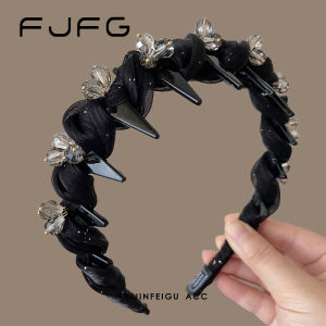 Luxurious Crystal Beaded Wave Hairband Womens Fluffy High Hairline Toothed Headband Gentle Versatile Pressing Hair Clip