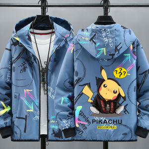 Trendy Autumn Jacket for Boys Colorful Student Coat Youthful Polyester Fabric Windproof Long Sleeve Zipper Closure Hooded Jacket