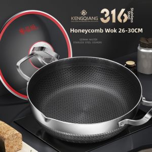 RONGCHUAN | Chảo Đa Năng Không Dính Inox 316 cho Bếp Điện và Bếp Gas