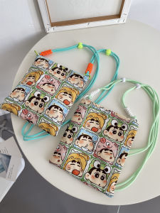 Dopamine Cute Crayon Xiaoxin Cartoon Contrast Color Cotton Small Messenger Bag Mobile Phone Bag Female Storage Cloth Bag Zipper