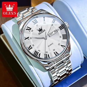 OLEVS Watch For Mans Waterproof Original 2025 New Fashion Elegant High Quality Stainless Steel Watch Band Calendar Quartz Watch