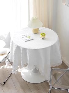 Garden Table Cloth Cotton LInen Background Cloth Round Tablecloth Dining Decoration Cafe Tablemat  Interwoven T Table Cover