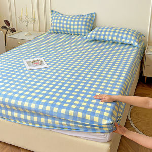 Dansunreve Khăn Trải Giường tấm ga trải giường kẻ sọc 3in1 phong cách Ins cotton được giặt hoàn toàn đơn/siêu đơn/Nữ Hoàng/vải lanh giường cỡ vua