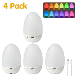 12 Color RGB Egg Night Light Touch Dimmable USB Rechargeable Table Lamp Holiday Room Decor Ambient Sleep Aid Kids Gift