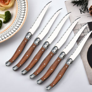 Seiko stainless steel steak knife Japanese cuisine imitation wood plastic handle cutting meat serrated knife Kitchen accessories