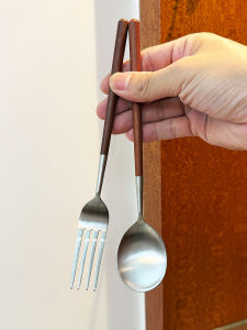 Long Handle Stainless Steel 304 Spoon with Wooden Handle for Home Hotel Restaurant High Aesthetic Value Dinnerware Set