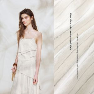 BEIQIANI | Irregular Striped Linen Suit