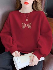 เสื้อฮู้ดคอกลมคอตตอนแท้ระดับไฮเอนด์สำหรับผู้หญิง ฤดูใบไม้ร่วง/ฤดูหนาว เสื้อคลุมแบบสวมหัวแบบหนาและอบอุ่น เสื้อฮู้ดแฟชั่น