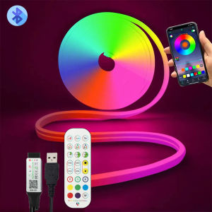 USB Neon Rope LightsFlexible Led Rope Lights Control with App/RemoteMusic Sync Gaming Neon Light Strip for Living Room Bedroom