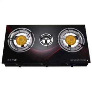 CBH Three-burner gas stove stainless steel body tempered glass surface electronic ignition burner