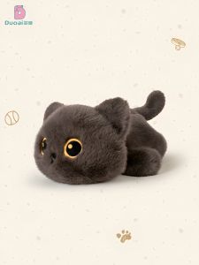Cute Black Cat Plush Toy Pillow Doll Catnip Filled Snuggly Soft Toy for Girls Ideal Gift Small Cat Shaped Cushion Plushie