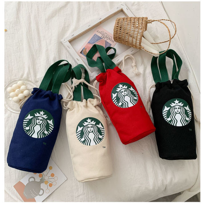 Starbuck Canvas Bag Water Bottle Bag Coffee Handbag Portable