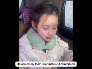 Portable Kids U-shape Pillow Memory Foam Car Travel Pillow With 360° Ergonomic Support Dual-Sided Fabric