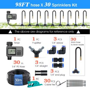 30-5m LCD Quick Connect Atomizing Sprinkler Timer Irrigation Kit Custom Automatic Watering System Flexible Adjustment Nozzle