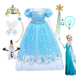Disney Animated Film Frozen Snow Queen เครื่องแต่งกาย Purim เทศกาล Carnival Princess Elsa Vestidos เครื่องแต่งกายฮาโลวีน Party Ball Gown