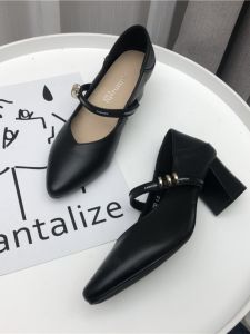 รองเท้าส้นสูงหนังวัวทรงหัวแหลมแบบสวมสบายสำหรับผู้หญิงในช่วงฤดูใบไม้ผลิและฤดูร้อน รองเท้าส้นสูงแบบสวมสบายสไตล์ยุโรปและอเมริกัน