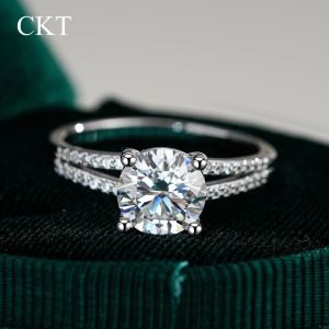 codCKT Real 18k White Gold Diamond Ring for Women Platinum Pt950 Couple Rings 2ct Moissanite Wedding Engagement Jewelry Fine Gift