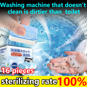 【Japan Tech】16PCS Original Washing Machine Cleaner Tablets Oxygen Cleaner Deep Cleaning Sterilization rate 100% Detergent Remover Effervescent Tablet Dirt Efficient Sterilize Mildew Deodorant Decontamination Home Clean Tool