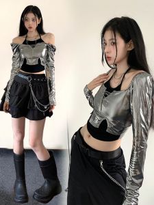 Jazz Dance Performance Outfit Womens Spicy Girl Stage Costume Kpop Two-Piece Ensemble Skirt Cotton Autumn Collection