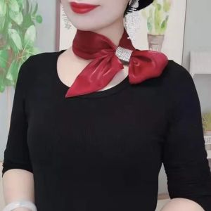 ผ้าพันคอผู้หญิงอเนกประสงค์สีบริสุทธิ์ K-Style ป้องกันคอผูกเชือกสดใสเหมาะสําหรับฤดูใบไม้ผลิฤดูใบไม้ร่วงฤดูร้อนอุปกรณ์เสริมแฟชั่นในอุดมคติ