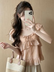 GUZILIAN | Sweet Style Ruffled and Flying Sleeve Blouse