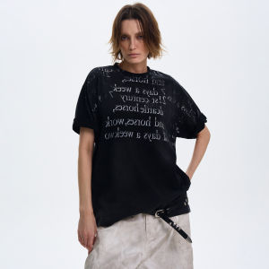 MADWITCH Original American Vintage Gradient Letter Print T-Shirt Mens Loose Cool Design Short Sleeve Fashionable Casual Top