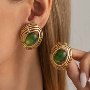 Ingemark | Ingemark Unique Punk Oval Resin Stud Earrings for Women Creative Vintage Hollow Metal Earrings 2026 New Party Jewelry Accessorie