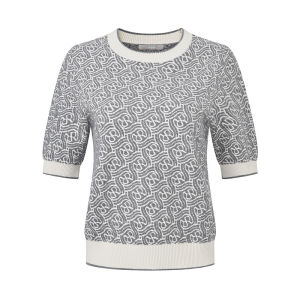 Chân Váy A-Line Jacquard Kẻ Xám và Trắng Len Mới Thu