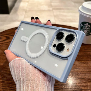 for Magsafe Magnetic Transparent Wireless Charge Case for iPhone 13 12 14 15 Pro Max Square Shockproof Phone Cases Bumper Cover